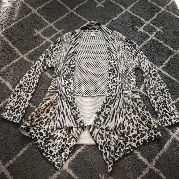 Alberto Makali Sweaters - Alberto Makali Wool blend Patterned Open Front Waterfall Sweater Cardigan